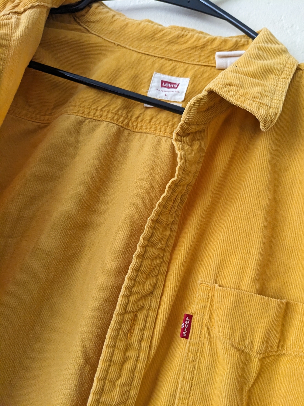 Vintage Levi's Mustard Gold Yellow Corduroy Button Up Men's Large